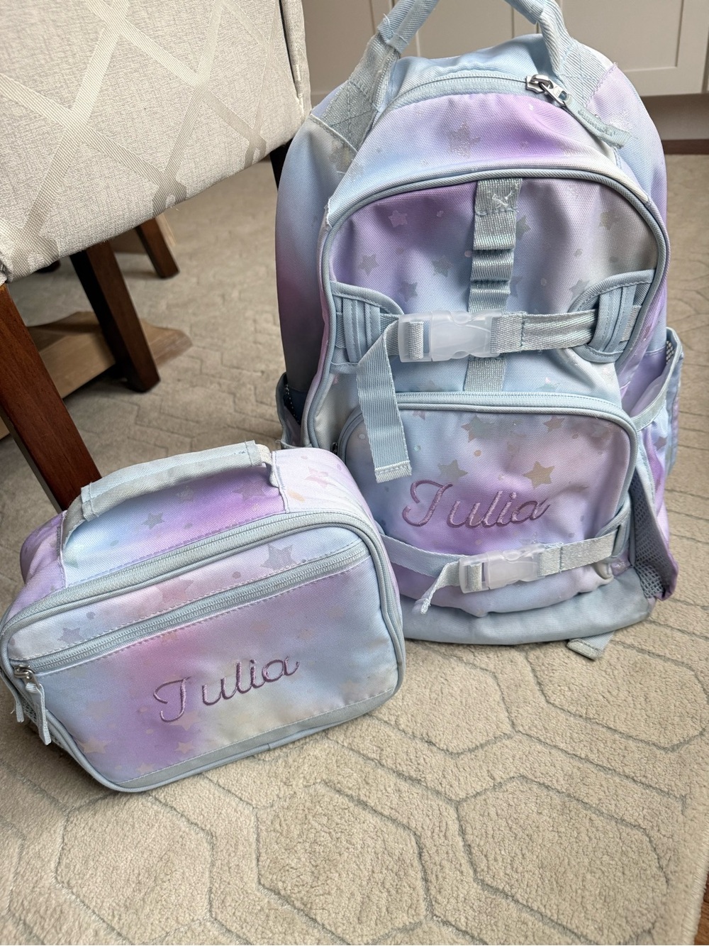 Pottery Barn Kids Pastel Star Backpack & Lunch Bag Set - PERSONALIZED FOR JULIA